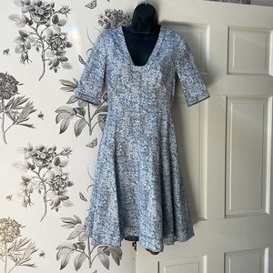 Lila Rose reversible blue and white zip fit and flare dress